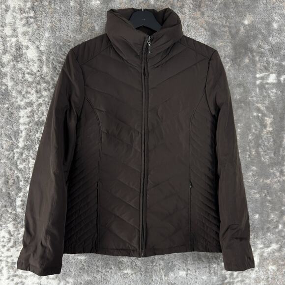 Kenneth Cole Size S Duck Down Mock Neck Outdoor Jacket Brown Full Zip Long Sleev - Picture 1 of 9